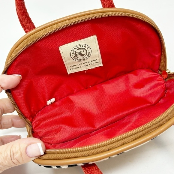 SPARTINA 449 Women’s Cosmetic Bag Purse Mini Purse Houndstooth Leather - Picture 8 of 8